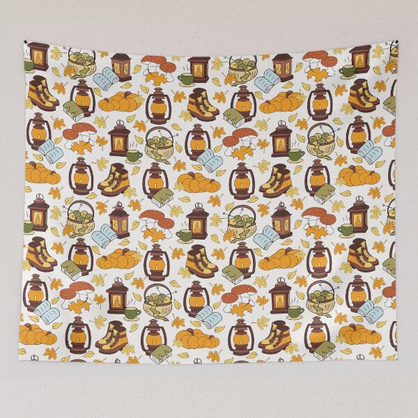 Item preview, Autumn charm lanterns and knits seamless pattern designed and sold by SlothMagic.