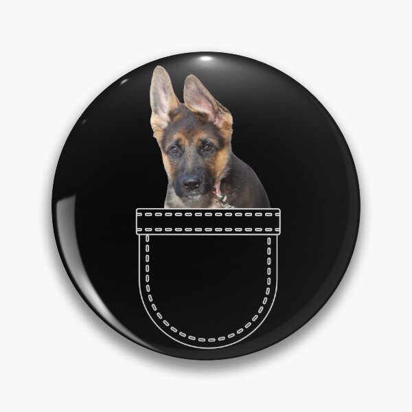 Item preview, Puppy in a pocket. German Shepherd puppy in a pocket. Funny, cute photo and line drawing pocket designed and sold by JellyBeenzz.