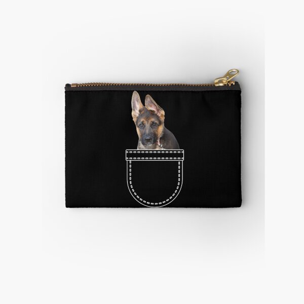 Item preview, Puppy in a pocket. German Shepherd puppy in a pocket. Funny, cute photo and line drawing pocket designed and sold by JellyBeenzz.