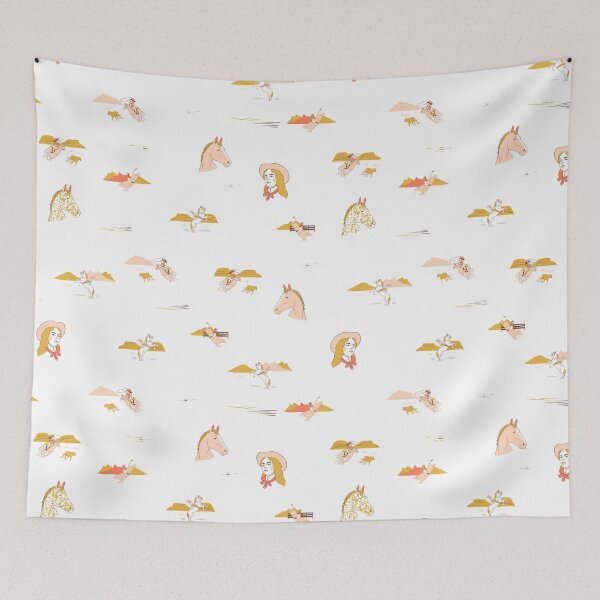 Item preview, Open Range in Into the Sunset - Western cowgirl and horse toile pattern designed and sold by wildhunt.