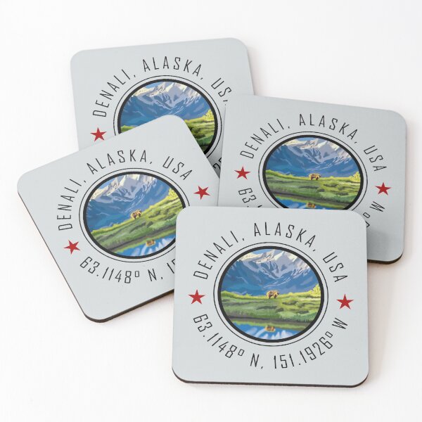 Item preview, Denali Alaska Graphic with Global Coordinates designed and sold by CustomTravelArt.
