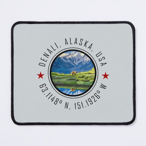 Item preview, Denali Alaska Graphic with Global Coordinates designed and sold by CustomTravelArt.