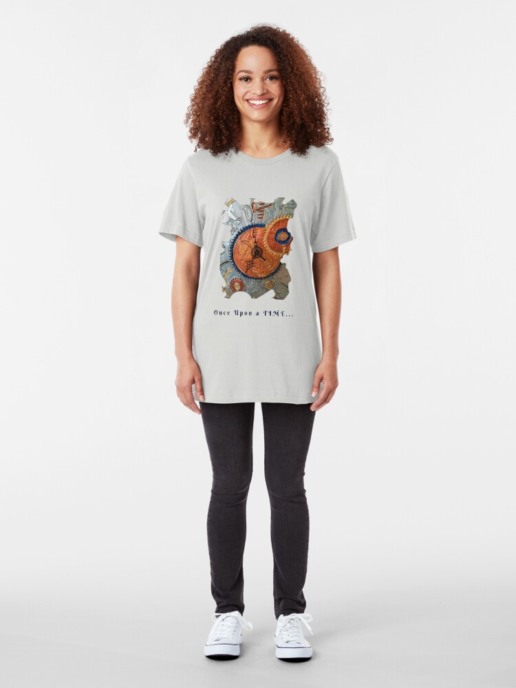 Alternate view of STEAMPUNK FANTASY GEARS, ONCE UPON A TIME FUNNY QUOTE Slim Fit T-Shirt