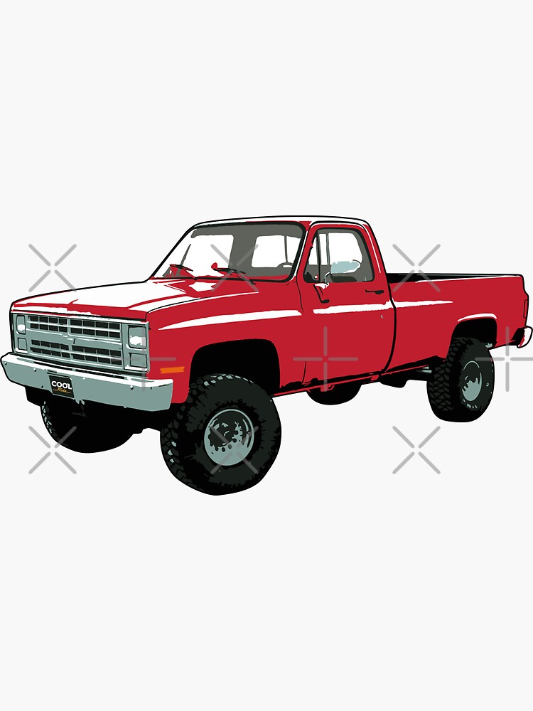 4x4 off road Decal sticker black matte and Red SILVERADO TRUCK CHEVROLET  (set)