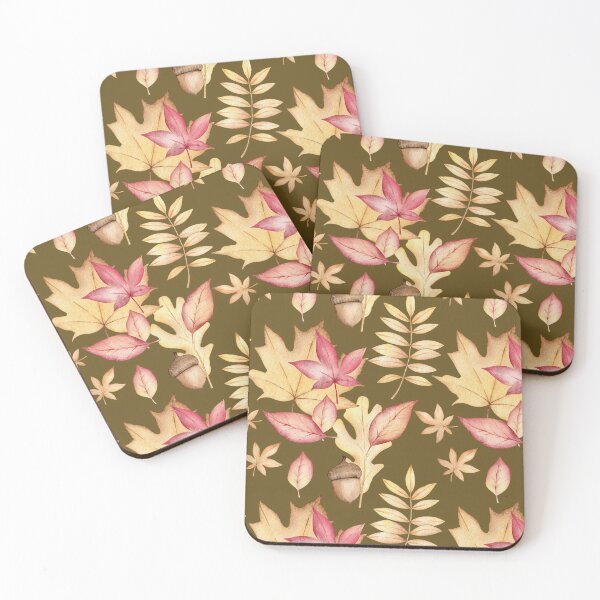Item preview, Autumn leaves pattern - ocher dark yellow background designed and sold by Marcia Motivos.