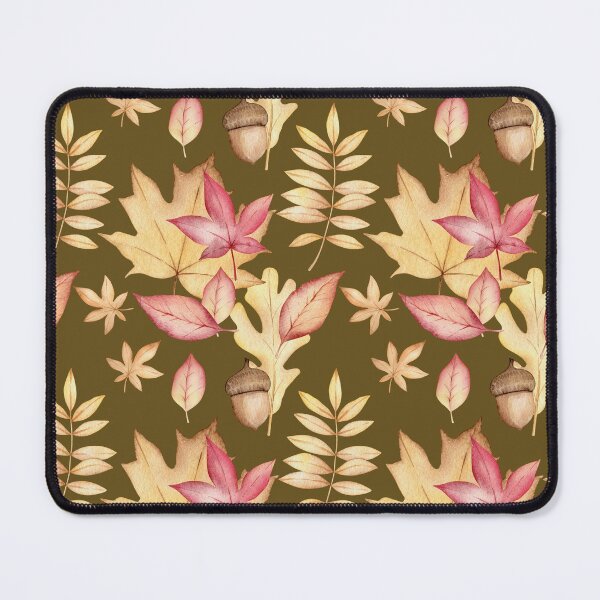 Item preview, Autumn leaves pattern - ocher dark yellow background designed and sold by Marcia Motivos.