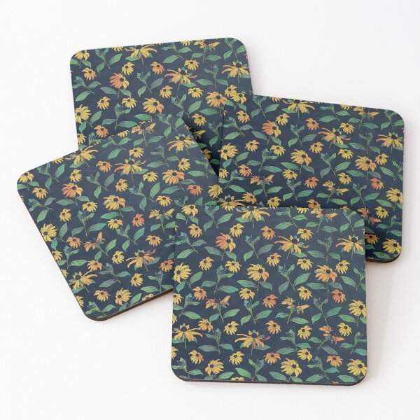 Item preview, Golden Black-Eyed Daisy Flowers Dark Blue Design designed and sold by NdesignTrend.