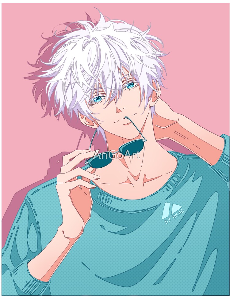 The handsome anime boy with white hair 