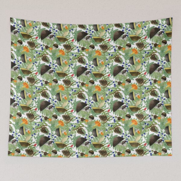 Item preview, Watercolor Forest Mushrooms Autumn Pattern designed and sold by AlicjaCurioseur.