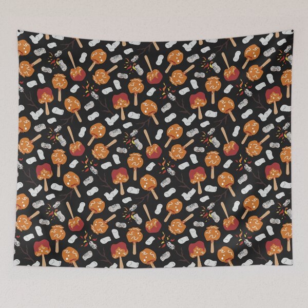 Item preview, Candy Apples and Marshmallows [ON BLACK] Pattern designed and sold by Daniel Bevis Design.