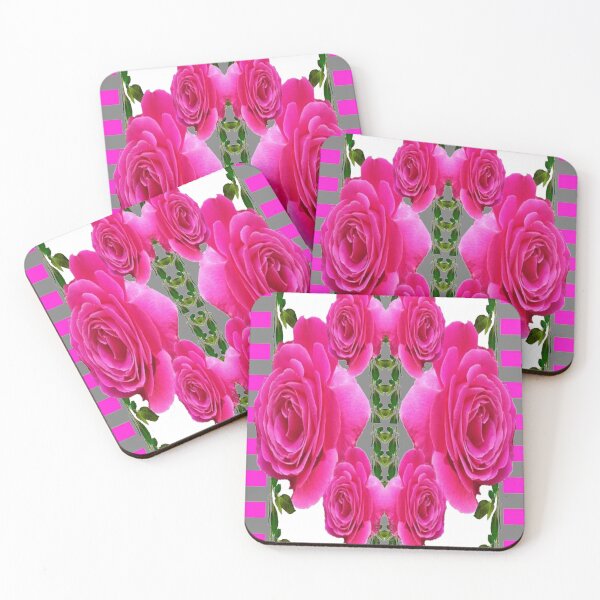 Item preview, CERISE PINK GARDEN ROSES GREY ABSTRACT PATTERN ART designed and sold by sharlesart.