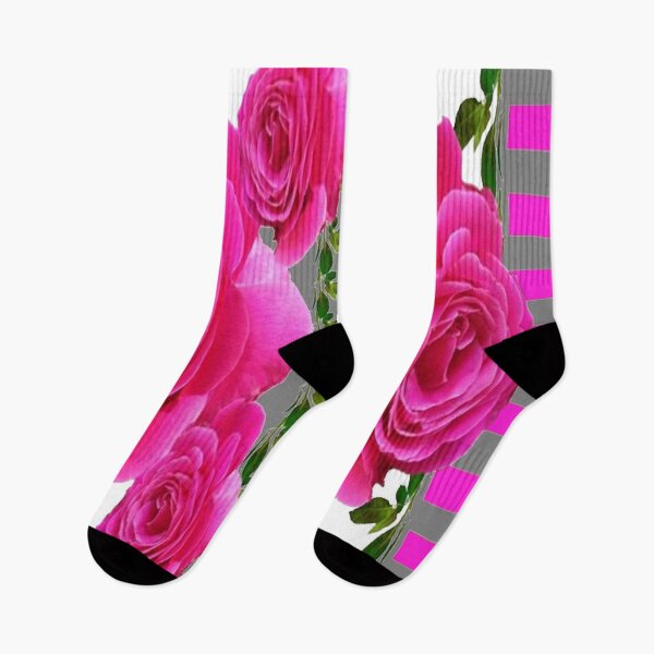 Item preview, CERISE PINK GARDEN ROSES GREY ABSTRACT PATTERN ART designed and sold by sharlesart.