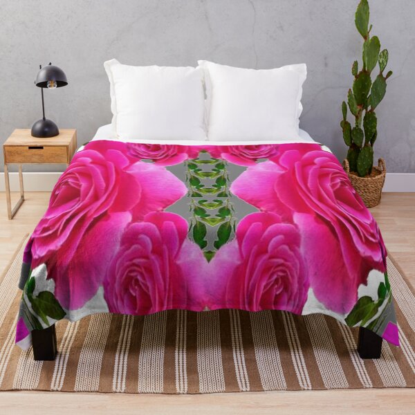 Item preview, CERISE PINK GARDEN ROSES GREY ABSTRACT PATTERN ART designed and sold by sharlesart.