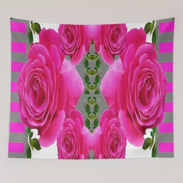 Item preview, CERISE PINK GARDEN ROSES GREY ABSTRACT PATTERN ART designed and sold by sharlesart.