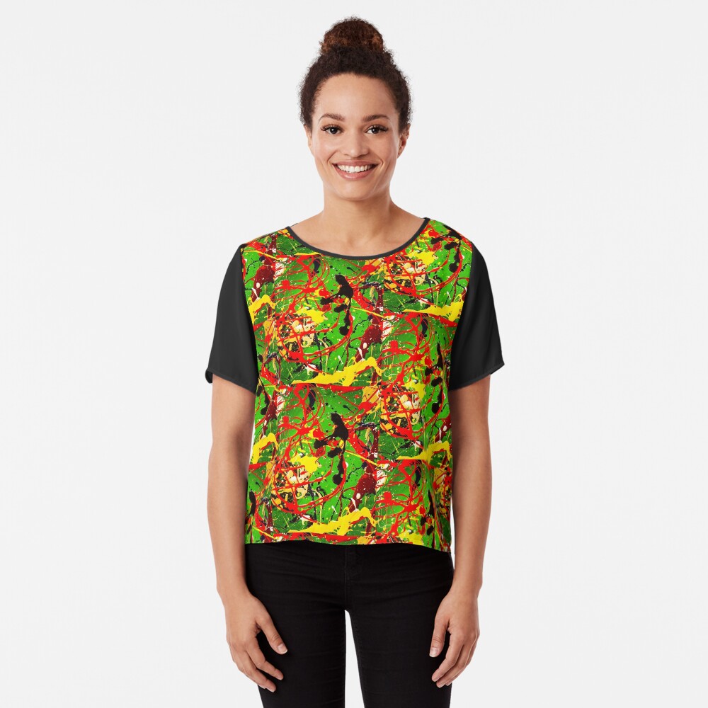 ABSTRACT POPART COLORFUL DESIGN - SPIRALS Chiffon Top