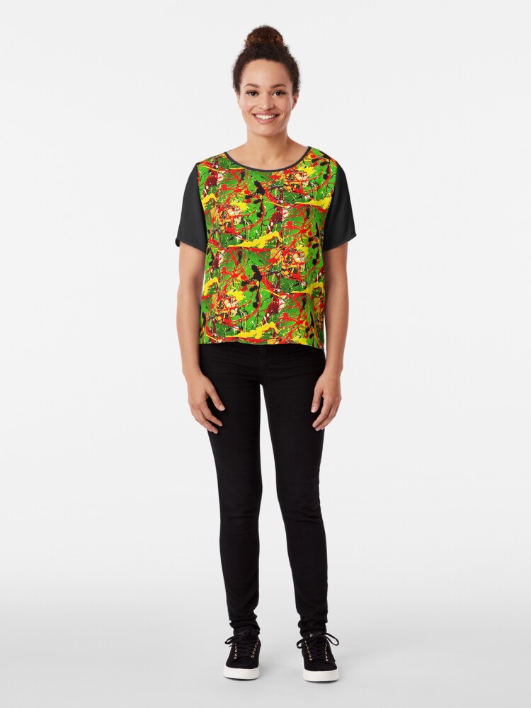 Alternate view of ABSTRACT POPART COLORFUL DESIGN - SPIRALS Chiffon Top