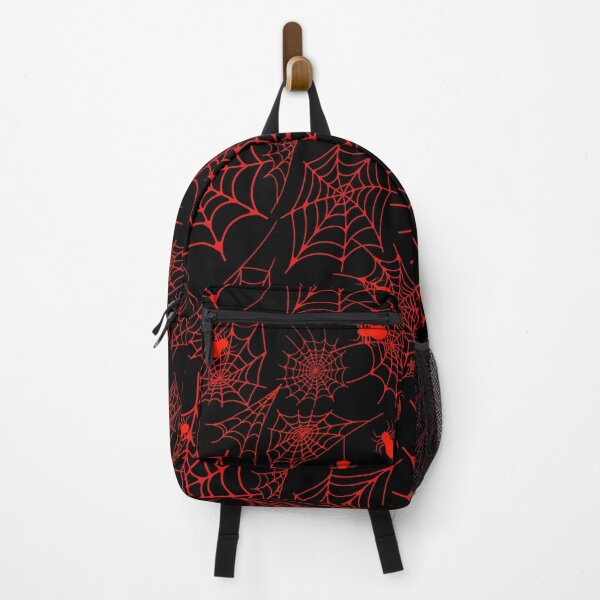 Item preview, Spiderweb pattern with spiders black background red illustration designed and sold by Marcia Motivos.