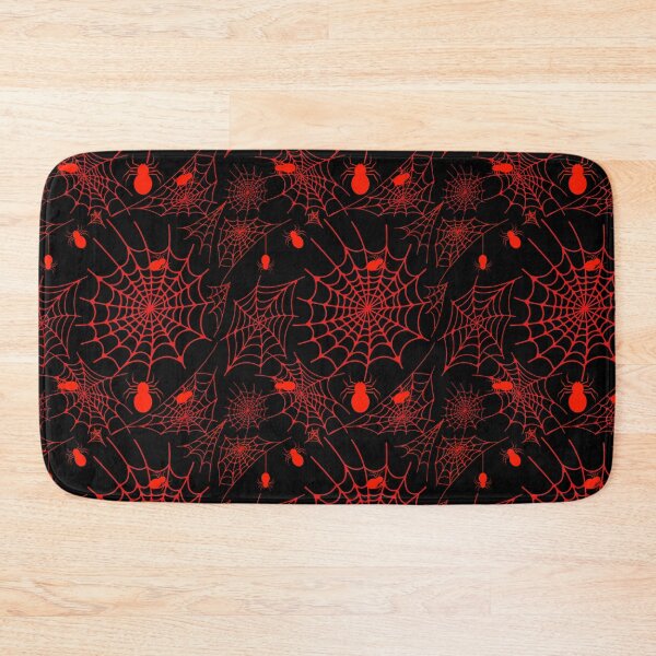 Item preview, Spiderweb pattern with spiders black background red illustration designed and sold by Marcia Motivos.