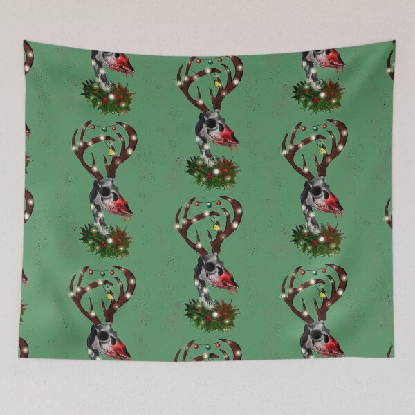 Item preview, Skeleton Rudolf the red nose Raindear gothic Christmas  green designed and sold by DemonicGloom.