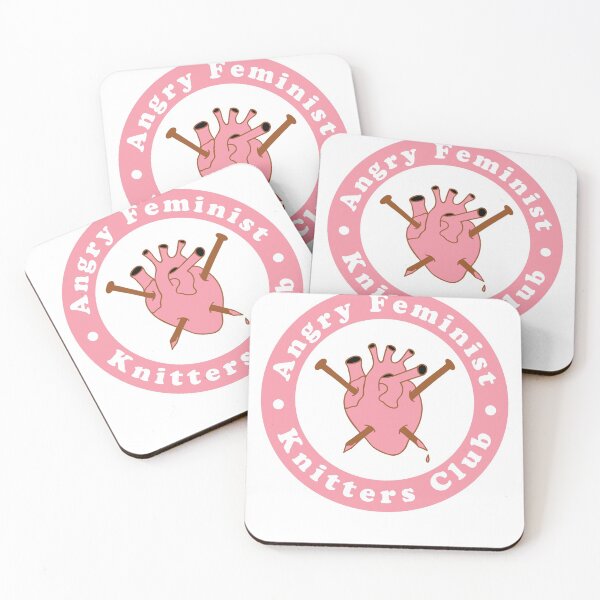 Item preview, Angry Feminist Knitter's Club (Pink) - Snarky knitting needles and heart designed and sold by wildhunt.