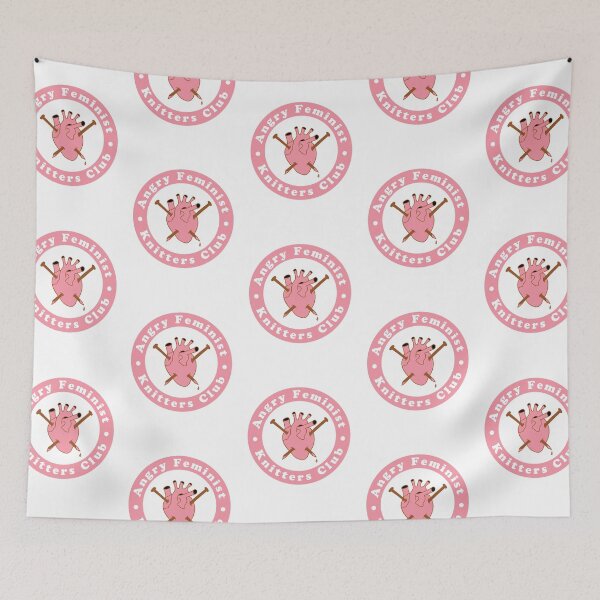 Item preview, Angry Feminist Knitter's Club (Pink) - Snarky knitting needles and heart designed and sold by wildhunt.