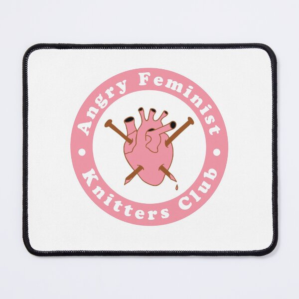 Item preview, Angry Feminist Knitter's Club (Pink) - Snarky knitting needles and heart designed and sold by wildhunt.