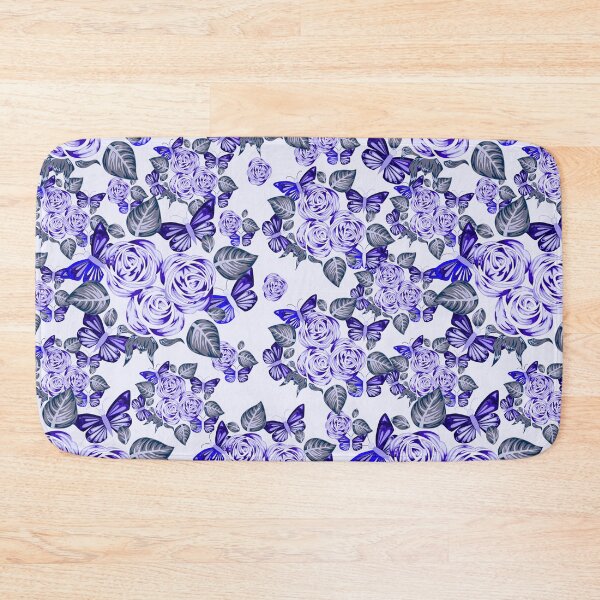 Item preview, Blue Rose flowers and blue butterfly pattern designed and sold by Cheni-Yathri.