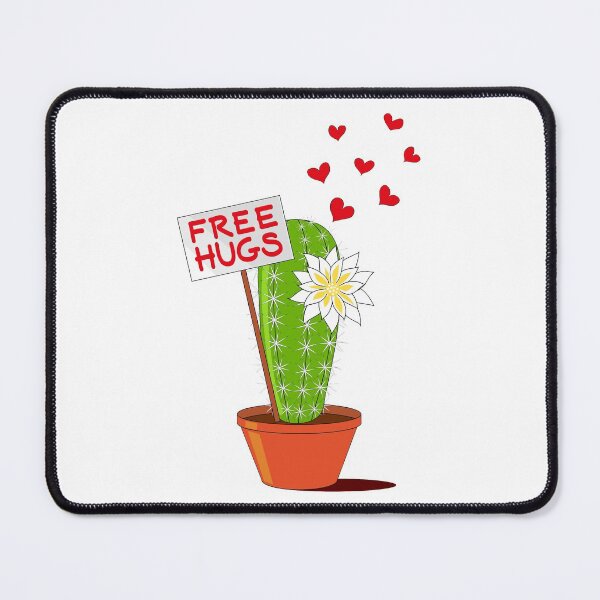 Item preview, Free Hugs Cactus with white blossom and red hearts – humor designed and sold by un-artiges.