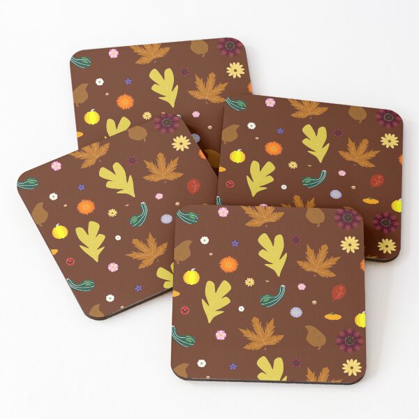 Item preview, AUTUMN - Fall Leaves, Gourds, Flowers, and Acorns Version 1 (Chestnut Brown) designed and sold by CoraDaffodil.