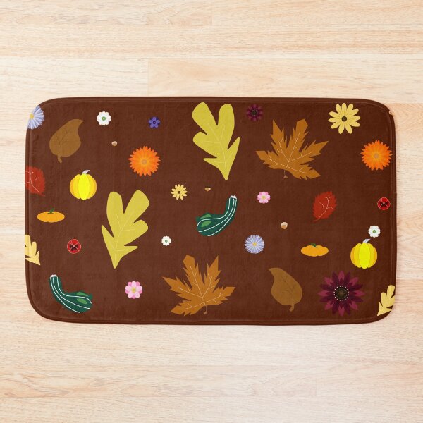 Item preview, AUTUMN - Fall Leaves, Gourds, Flowers, and Acorns Version 1 (Chestnut Brown) designed and sold by CoraDaffodil.