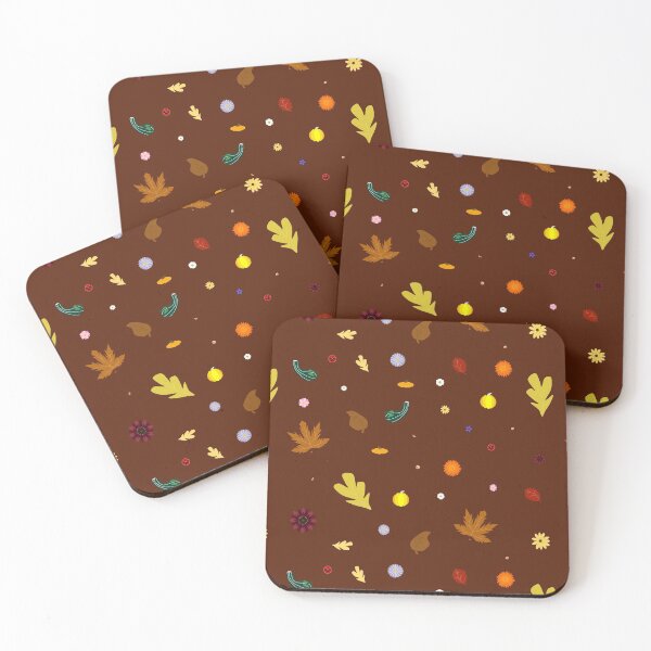 Item preview, AUTUMN - Fall Leaves, Gourds, Flowers, and Acorns Version 2 (Chestnut Brown) designed and sold by CoraDaffodil.