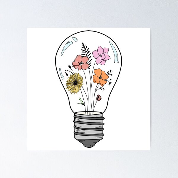 Item preview, Light Bulb Wildflower - line art designed and sold by PeachyLitchi.