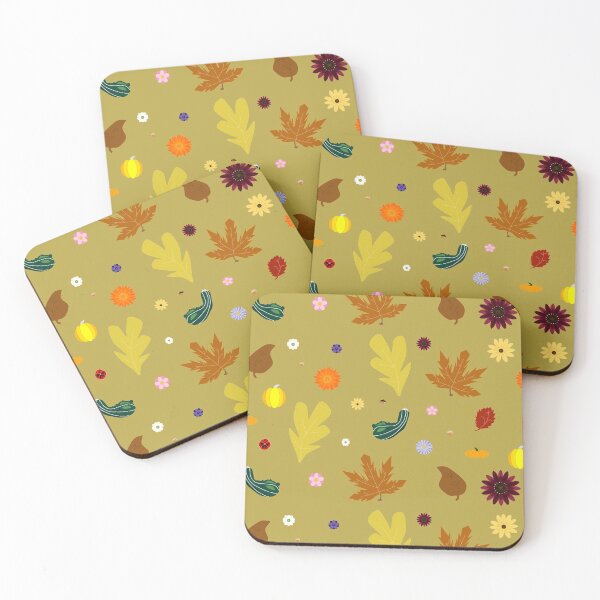 Item preview, AUTUMN - Fall Leaves, Gourds, Flowers, and Acorns Version 1 (Gold) designed and sold by CoraDaffodil.