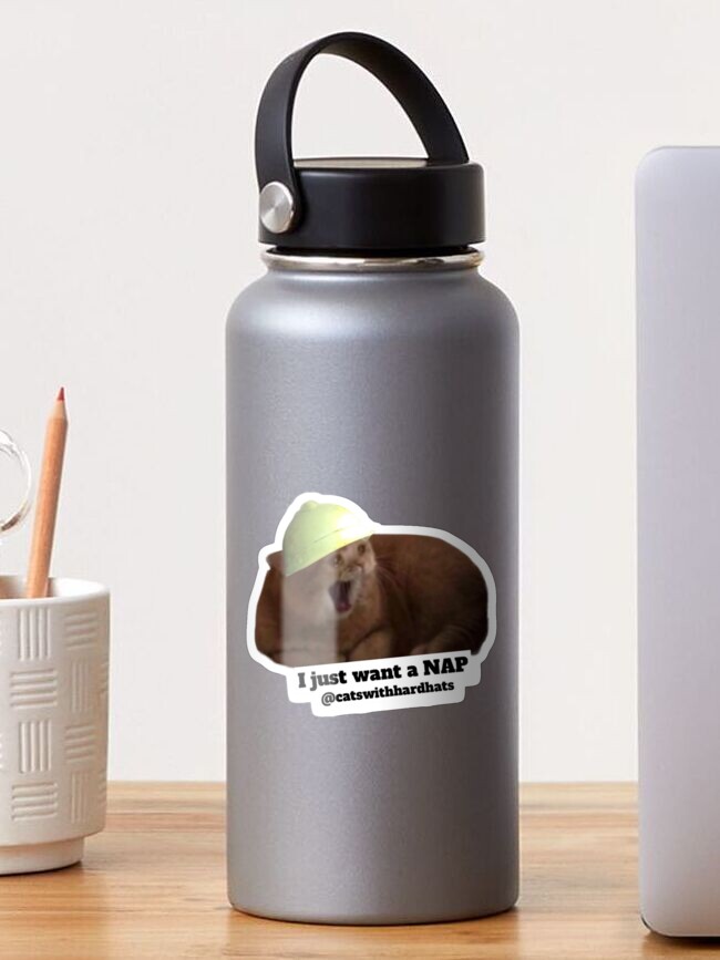 Thumbnail 1 von 3, Sticker, Nickerchen Katze designt und verkauft von Catwithhardhat.