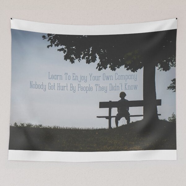 Item preview, Learn To Enjoy Your Own Company/Nobody Got Hurt By People They Didn't Know - Boy sits alone on a bench next to a tree! designed and sold by DreamTheSpirit.