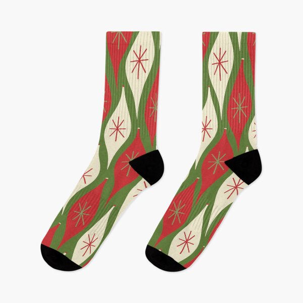 Item preview, Retro Christmas Ornament Pattern in Xmas Green Red Cream designed and sold by kierkegaard.