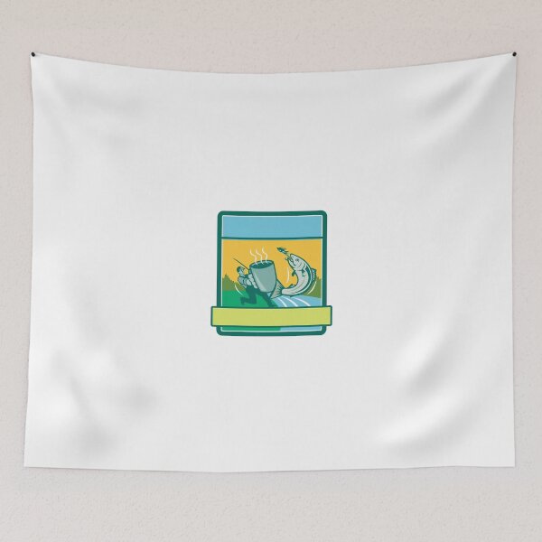 Item preview, Fly Fisherman Catching Salmon Mug Rectangle Retro designed and sold by patrimonio.