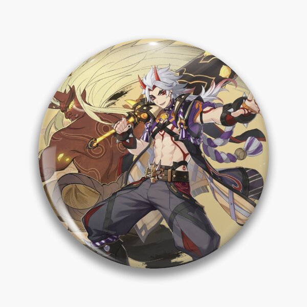 Item preview, Arataki Itto - Pins and Stickers designed and sold by MagicalFish.