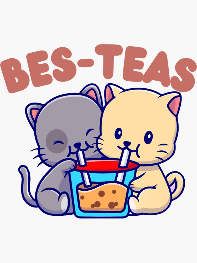 "Cute Cats Drinking Boba Bubble Tea BesTeas " Sticker for Sale by SimpsonDoodles Redbubble