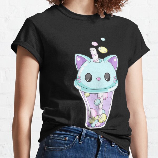 Rainbow kitty boba tea   Classic T-Shirt