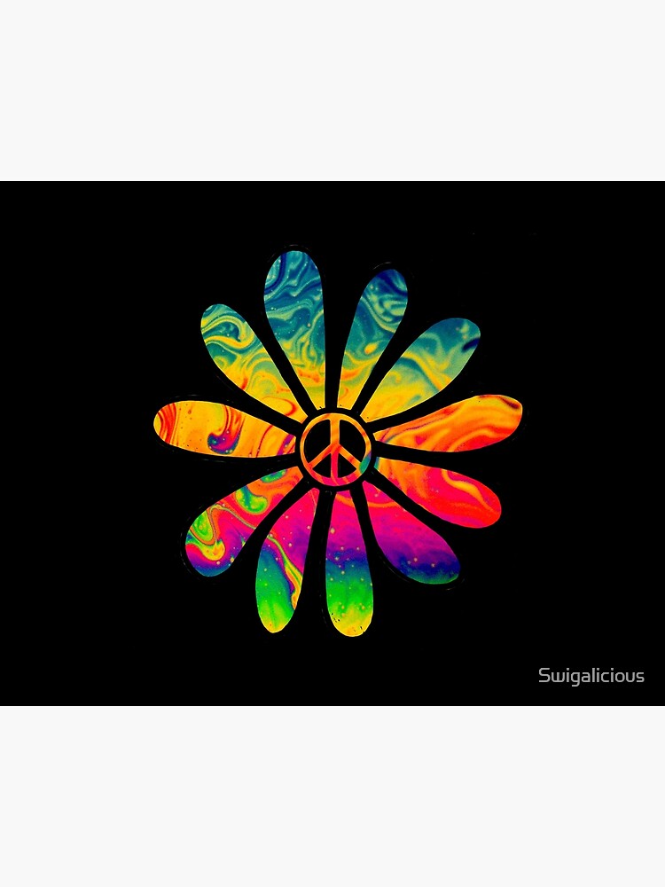 Trippy Psychedelic Love And Peace Hippie Sunflower Stickers For