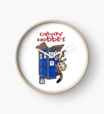 calvin and hobbes police box Clock