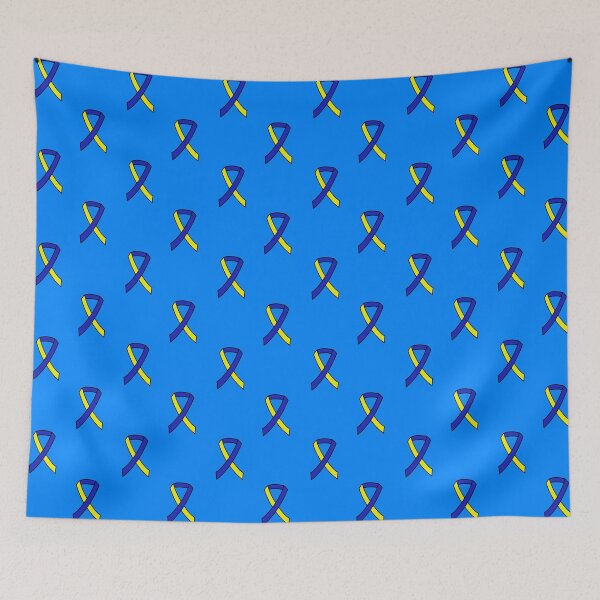 Item preview, Down Syndrome Awareness Ribbon Blue Background designed and sold by KTCreativeSide.