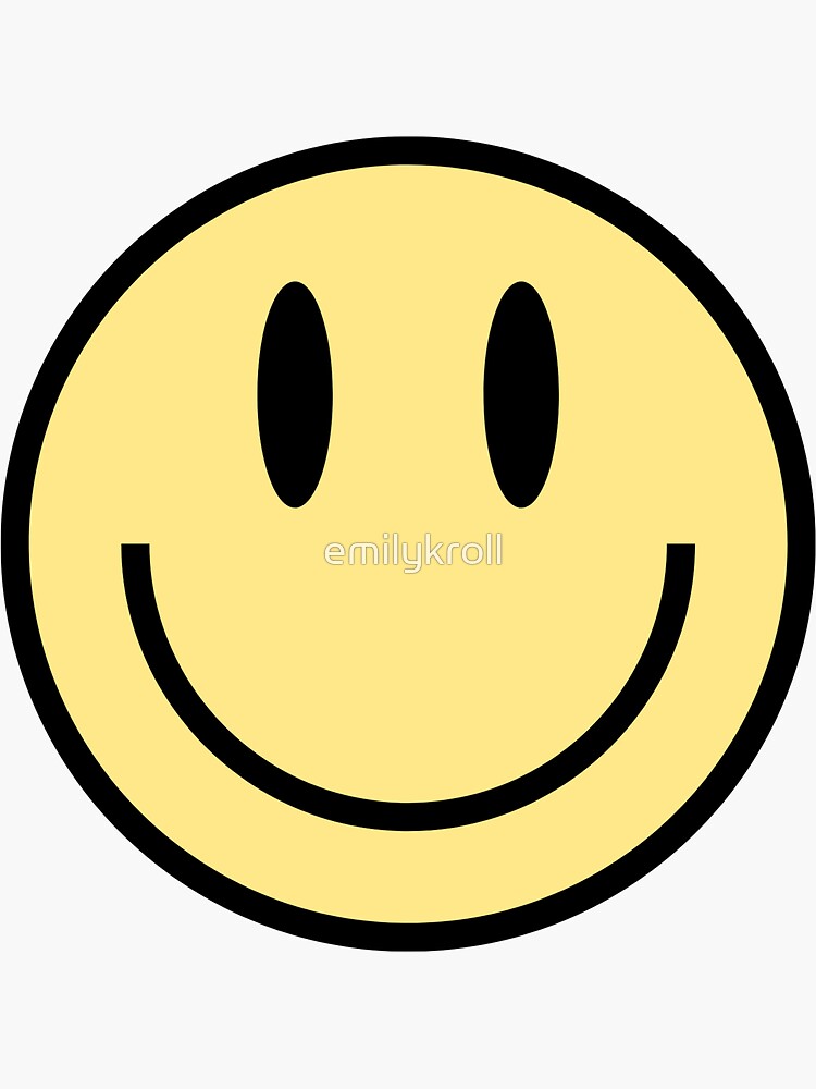 Smiley Face In Yellow Sticker For Sale By Emilykroll Redbubble
