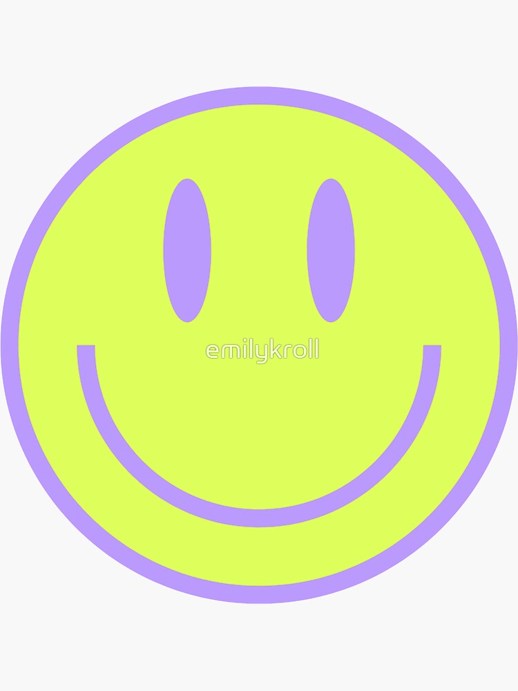 VINTAGE fluorescent green smiley STICKER. One sheet of 24 stickers