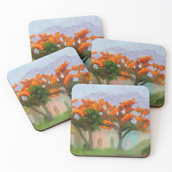 Item preview, Flamboyan trees with bright red orange blooms designed and sold by Jane Domenech.