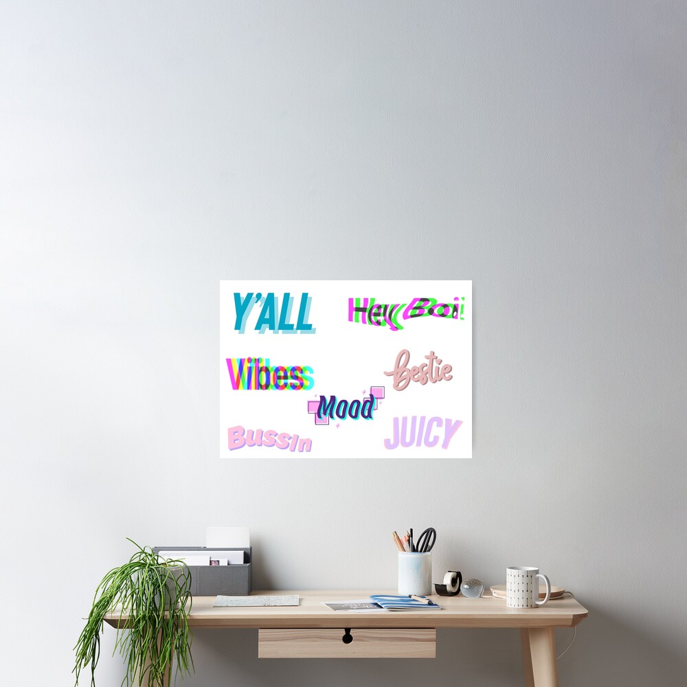  quot Y2K SLANG TEXT STICKER quot Poster for Sale by DiscoVibes Redbubble