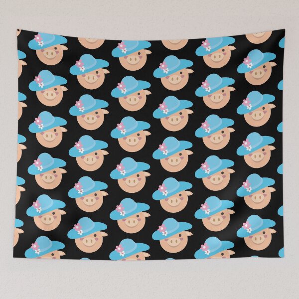 Item preview, piggy face in a blue sun hat designed and sold by jazzydevil.