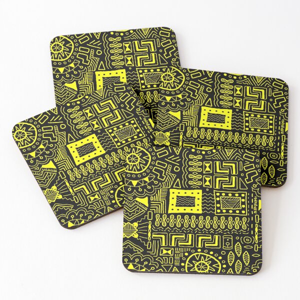Item preview, Yellow Black Ethnic Print designed and sold by Bliss Find And Design.