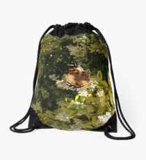 Yellow Admiral butterfly Drawstring Bag